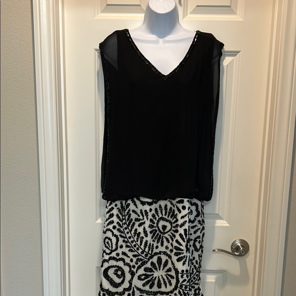 Elegant Black and White Floral Skirt